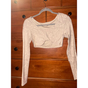 Aerie Cream Floral Pattern Crop Top